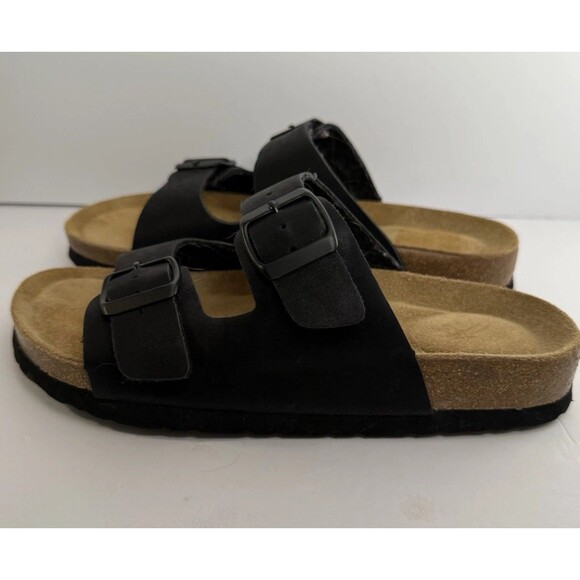 Womens Cushionaire Black Cork Footbed Sandals Size 6.5 EUC - Picture 3 of 9